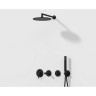Набор встроенной душевой системы VITRA ORIGIN на 3 направления, матовый черный (верхняя лейка, излив, ручной душ, смеситель встроенный внешняя и внутренняя часть) A49284EXP