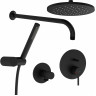 Набор встроенной душевой системы VITRA ORIGIN на 3 направления, матовый черный (верхняя лейка, излив, ручной душ, смеситель встроенный внешняя и внутренняя часть) A49284EXP